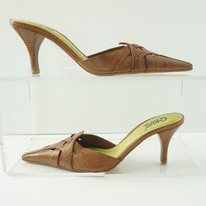 CARLOS By Carlos Santana Strut II Womens Tan Leather Shoes Mules Size 6 1/2